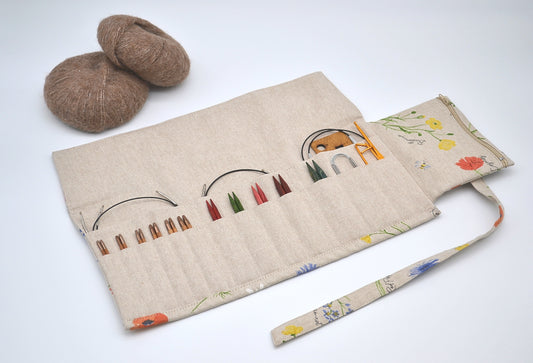 Etui na druty wymienione i na żyłce z kwiatami alpejskimi