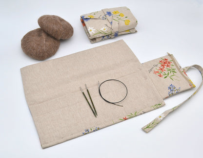 Etui na druty wymienione i na żyłce z kwiatami alpejskimi