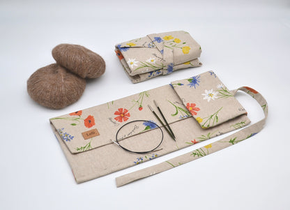 Etui na druty wymienione i na żyłce z kwiatami alpejskimi