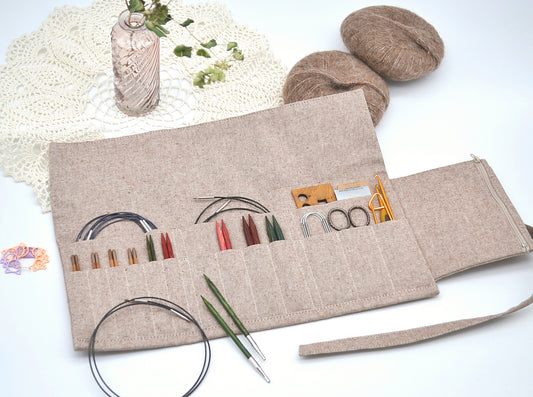 Organizer / Etui na druty Brązowy