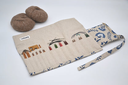 Etui na druty wymienione i na żyłce Niebieskie kwiaty