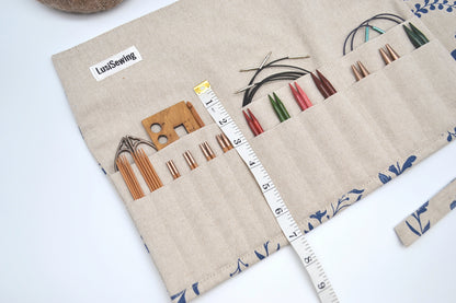 Etui na druty wymienione i na żyłce Niebieskie kwiaty