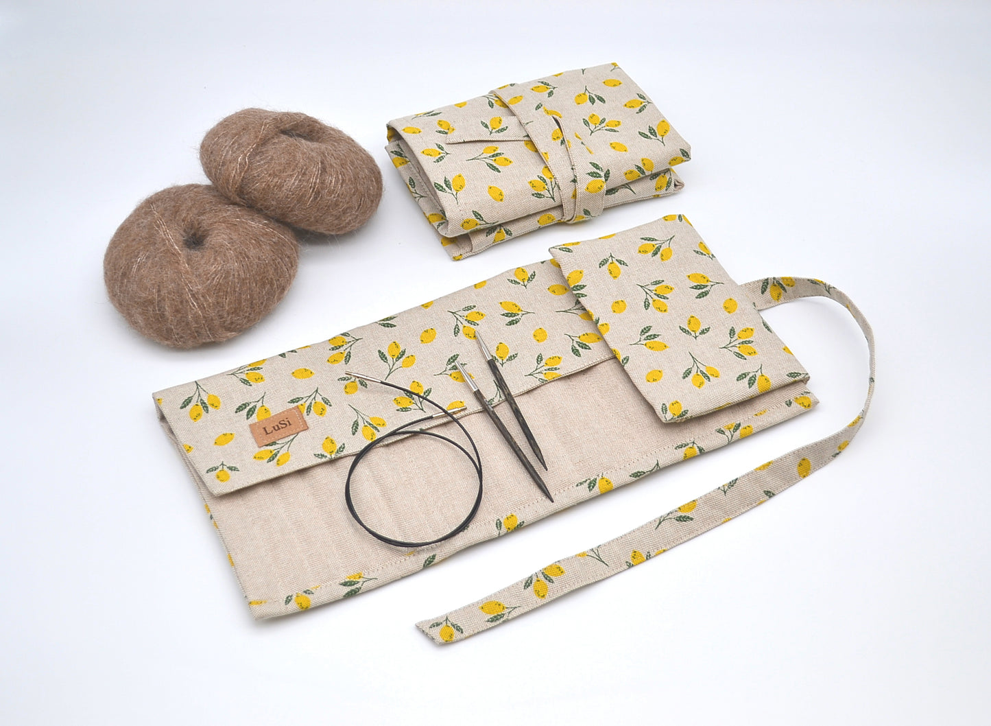 Etui na druty wymienione i na żyłce z cytrynkami