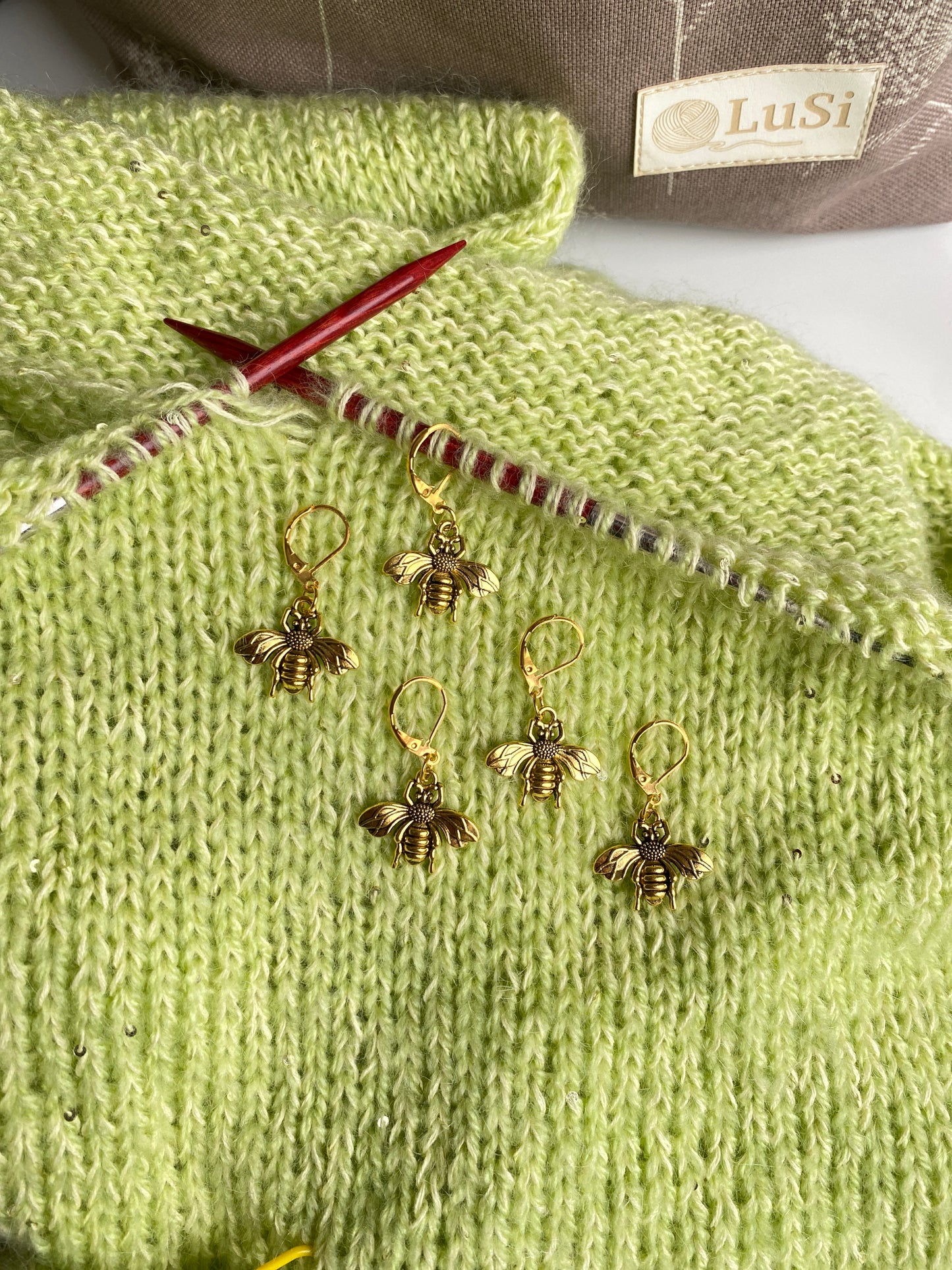 5 szt. znaczników oczek Pszczołka/Bee Stitch Markers