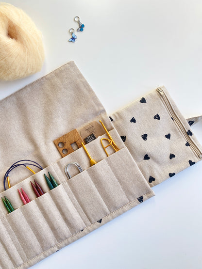 Etui na wymienne igły oraz druty na żyłce Serduszka/Hearts