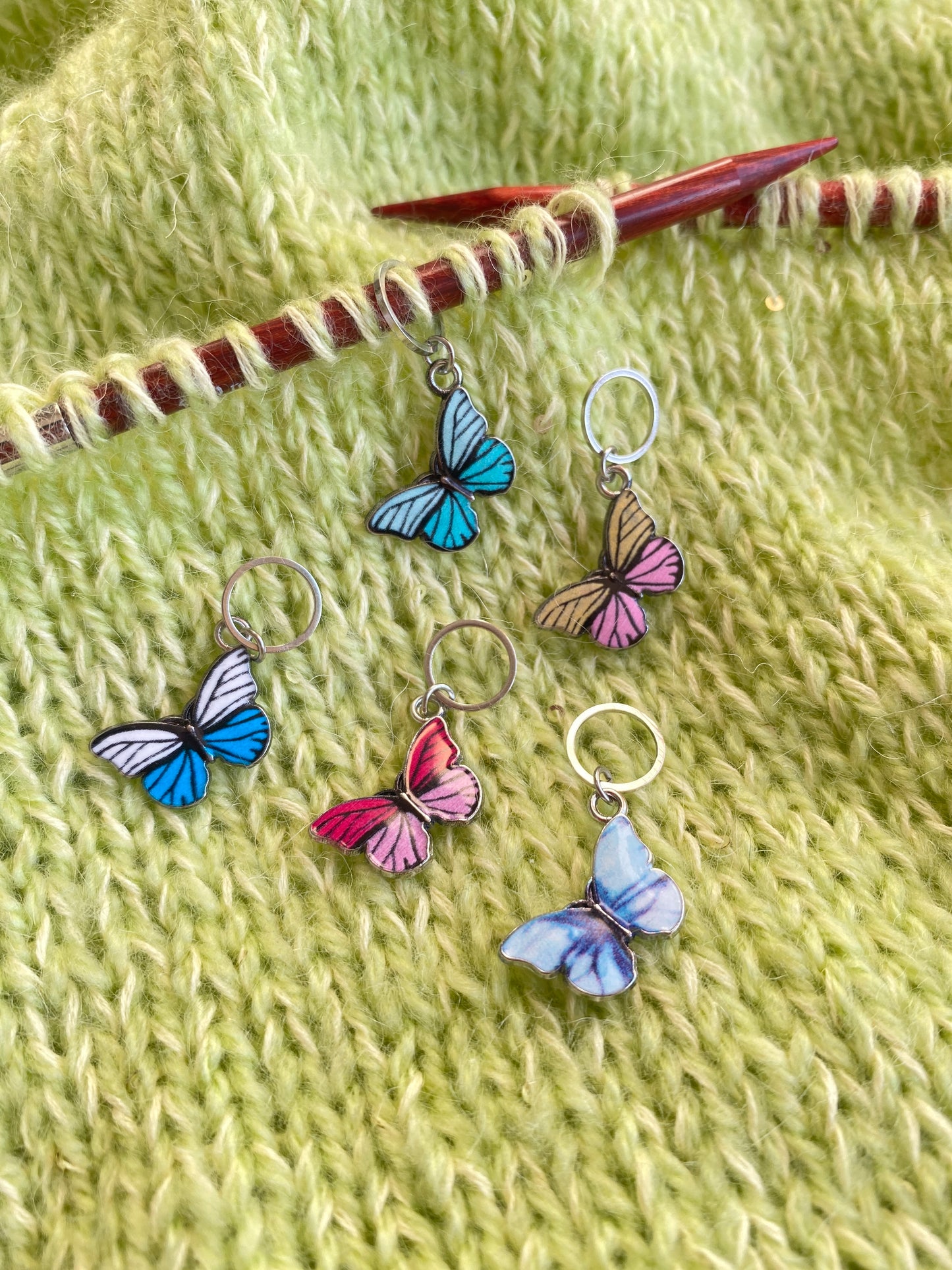 5 szt. znaczników oczek Motyli/Butterfly Stitch Markers